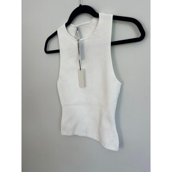 Babaton Sculpt Knit Tank Top Women‎ S White Ribbed Sleeveless Minimalist NWT - Picture 12 of 14